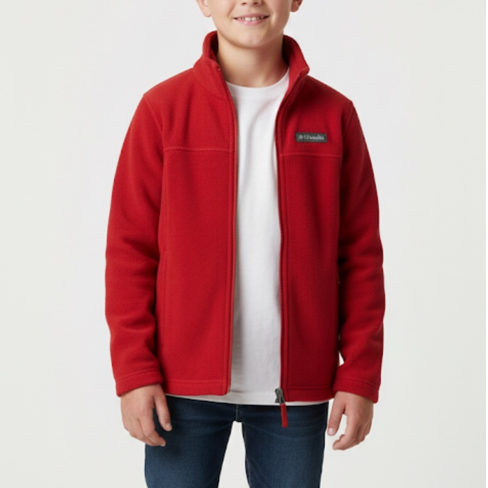 Columbia Kids Benton Springs Fleece Jacket Red Youth Size Small S (8) Full Zip